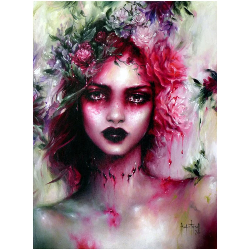 5D DIY Diamond Painting horror woman flower  Full Diamond Art Mosaic Embroidery Cross Stitch Kits Portrait Picture YG2677