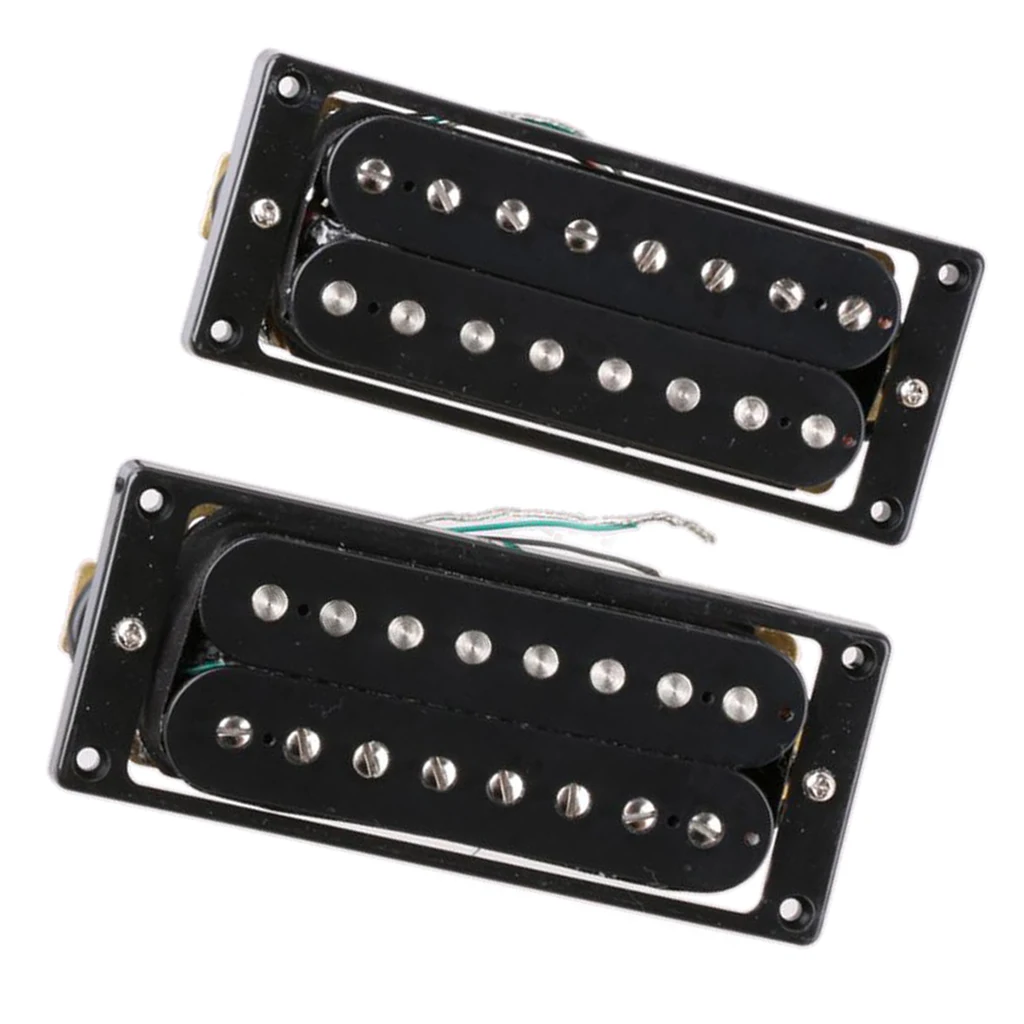 2 Pieces 8 String Electric Guitar Humbucker Pickup Double Coils Neck Bridge Pickup Set, Black