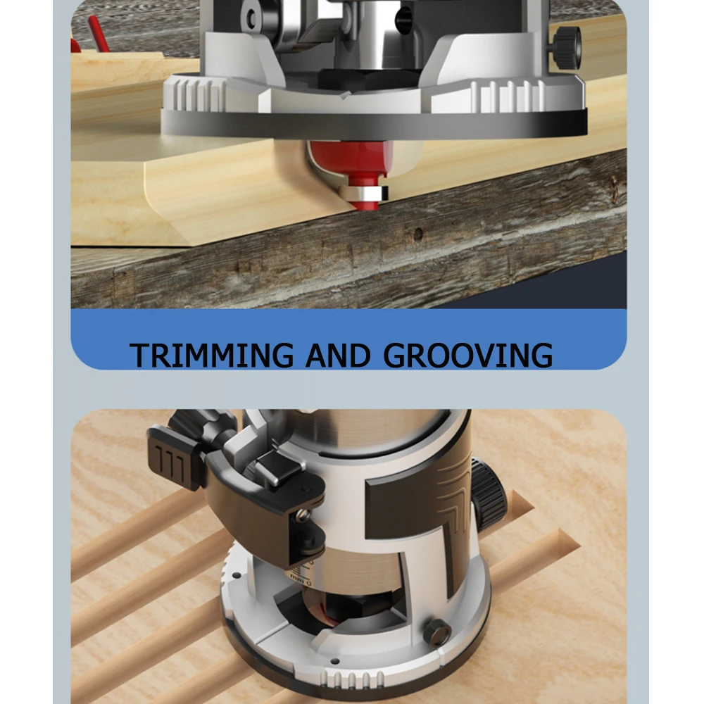 Multifunctional Woodworking Trimming Machine Plank Slotting Tool Brushless Motor Woodworking Drilling Engraving Machine Set