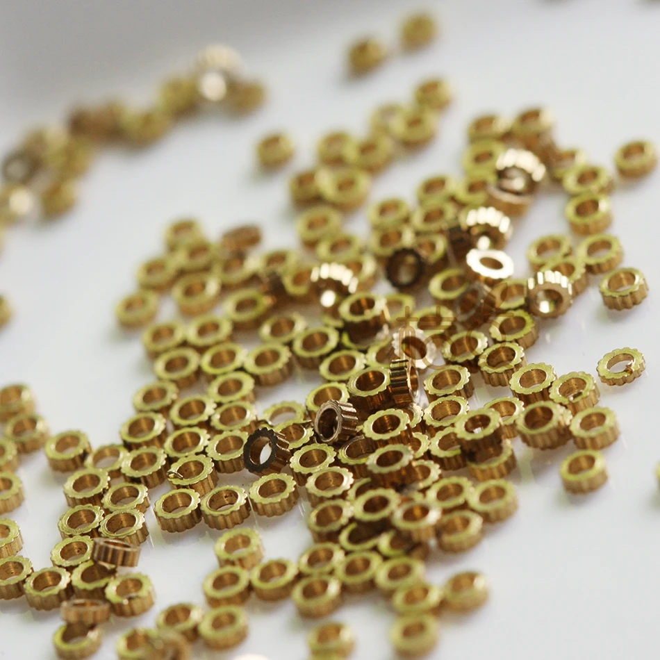 Materiały DIY - 400 sztuk solidnych, surowych mosiężnych elementów dystansowych - Zębatka 2,2x1mm (4396C-Q-35) — zdjęcie 3