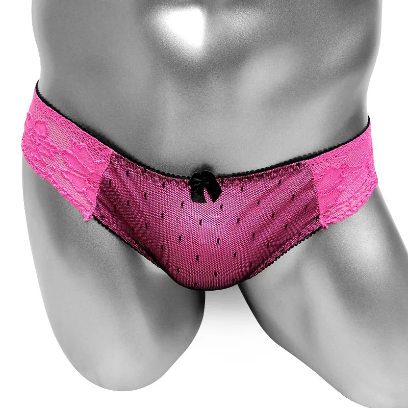 Sexy Sissy Panties Briefs Underwear for Sissy Mens Sexy Lingerie Lace Softy Mesh Bow Super Low rise Gay Bikini Underpants