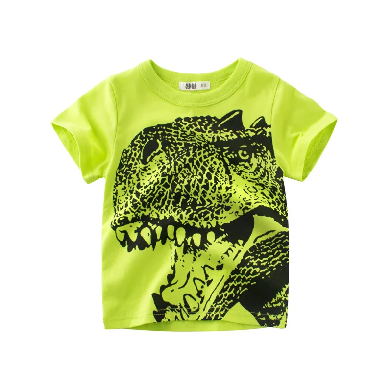 Ropa para niños de 2, 3, 4, 5, 6, 7 y 8 años, 100% algodón, camisetas de manga corta con dibujos de dinosaurios, ropa de verano