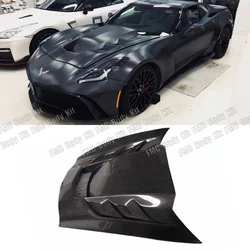 Carbon Fiber Car Front Bumper Engine Cover Hood Bonnet Vent Parts for Corvette C7 2014-2019 Upgrade Body kit