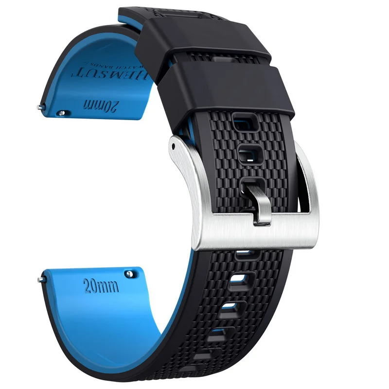 Hemsut Smart Silicone Watch Bands 18mm 20mm 22mm Quick Release Rubber For Galaxy Watch Strap Man Women Soft Replacement