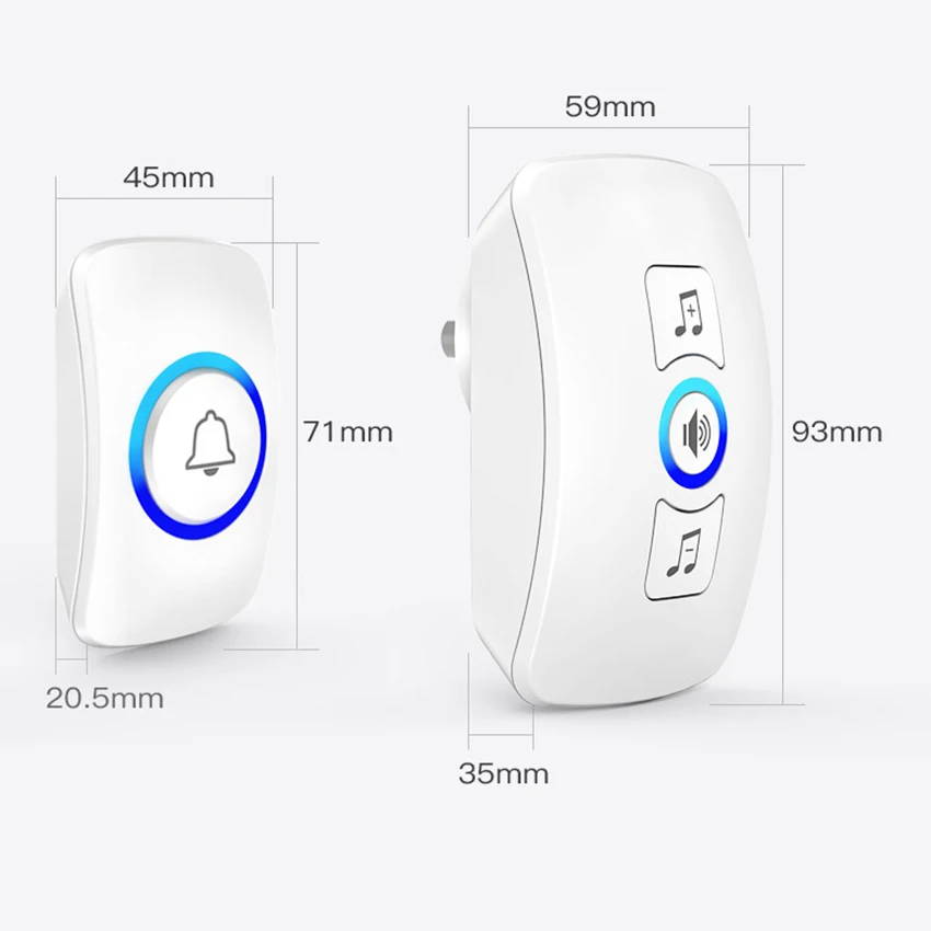 Inteligentny zdalny bezprzewodowy wtyk naścienny dzwonek do drzwi Alarm magnetyczny do bezpieczeństwa w domu Wodoodporny elektroniczny przycisk dzwonka do drzwi