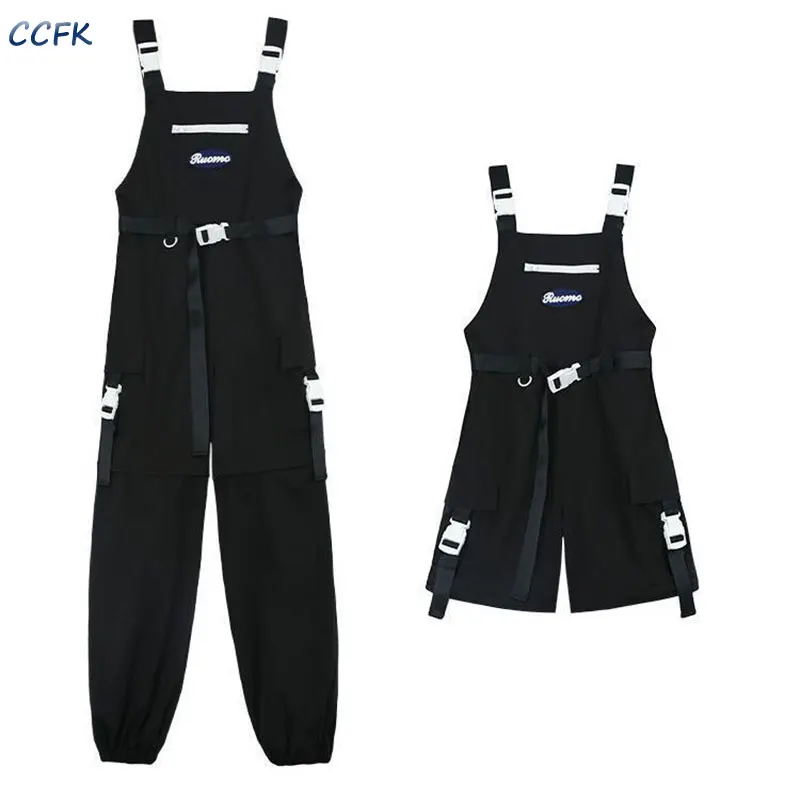 Dark Gothic Techwear Women Cargo Pants Harajuku Streetwear Black High Waist Trousers Female Mall Goth Emo Detachable Shorts 2023