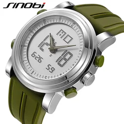 SINOBI Sports Watches Men Dual Display Analog Digital LED Electronic Quartz Wristwatches Men Multifunctional Waterproof Watch