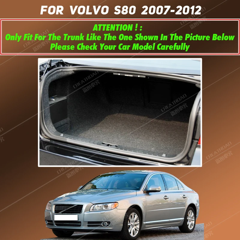 APPDEE Car trunk mat for Volvo S80 Sedan 2007 2008 2009 2010 2011 2012 cargo liner carpet interior accessories cover