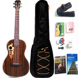 30 Inch All Rosewood Baritone Acoustic Electric Ukulele With Truss Rod with EQ with Gig Bag,Strap,Nylon String,Electric Tuner