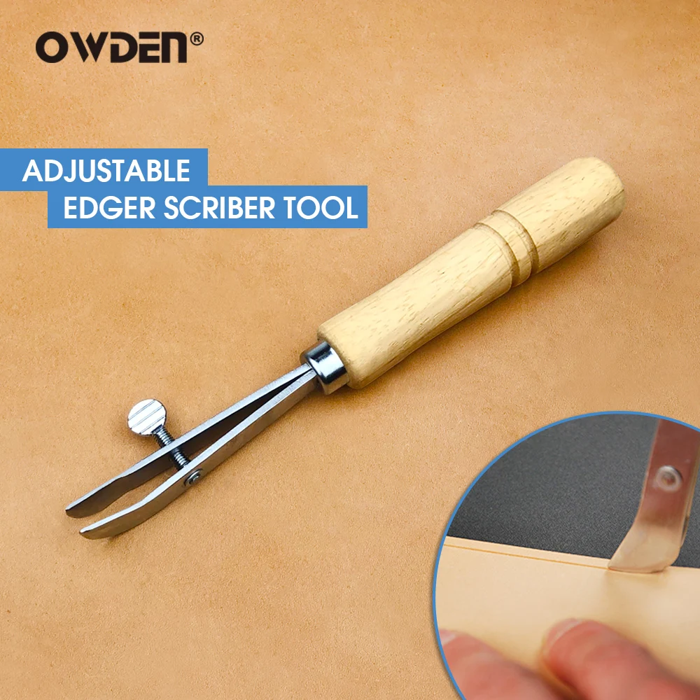 OWDEN Adjustable Stainless Edge Scriber Creaser for Leather  ( Maximum Width 17mm ) DIY Handmade Sidelines Leather Creaser