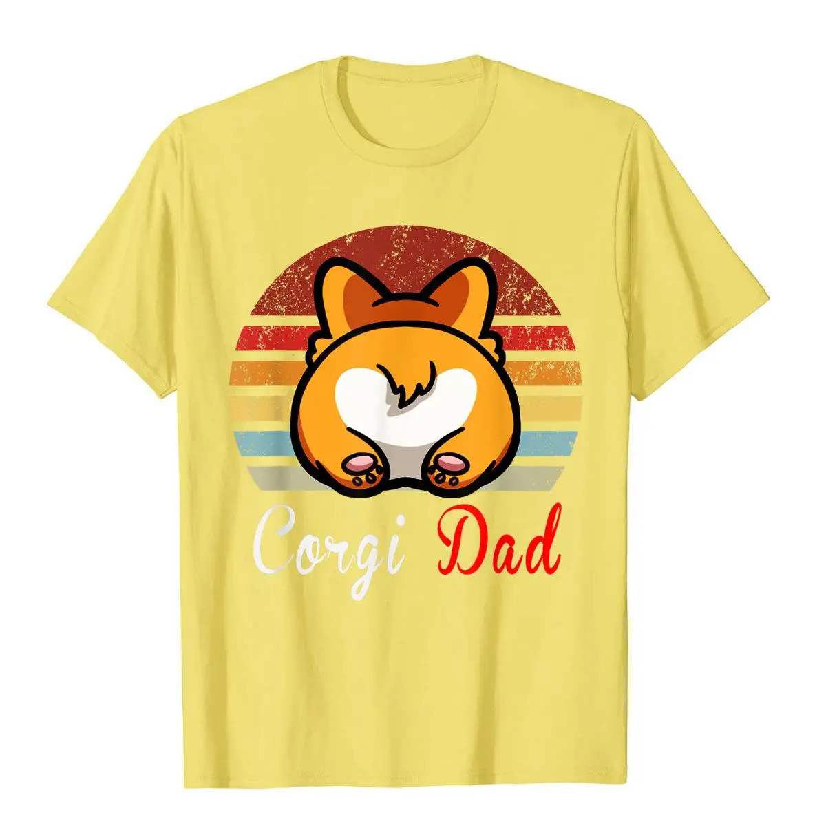 Vintage Retro Corgi Dog Love-R Dad Mom Boy Girl Funny T-Shirt Cotton Tees For Men Printing T Shirts Gift Popular