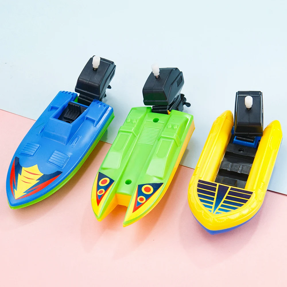 Brinquedos clássicos para crianças, barco a lancha, brinquedo de vento para cima do navio, flutuar na água, brinquedos de banho para meninos, chuveiro de 1pc