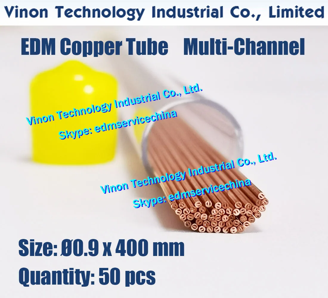 (50pcs/bag) 0.9x400MM Copper Tube Multichannel, EDM Multihole Tubing Copper Electrode Dia.=0.9mm Length=400mm for EDM Drill Tube