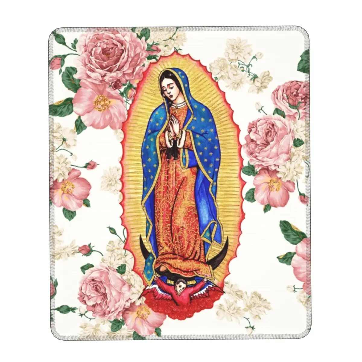 Virgin Of Guadalupe Mouse Pad Square Anti-Slip Rubber Mousepad for Gaming Computer PC Mexico Catholic Virgin Mary Mouse Mat