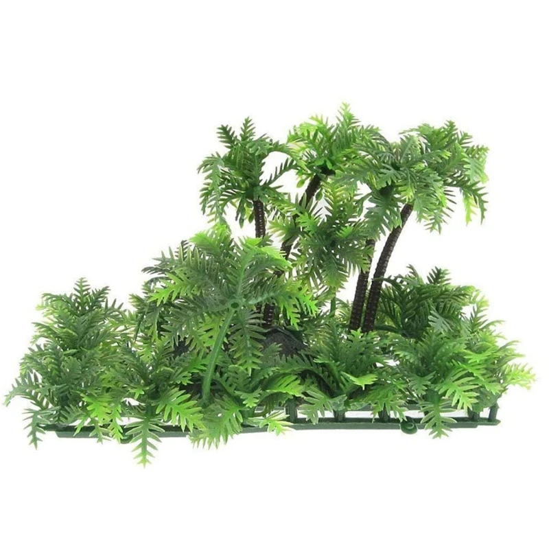 Aquarium Plants Plastic Artificial Fish Tank Decorations Aquatic Plants Underwater Green Grass Coconut Trees with Base