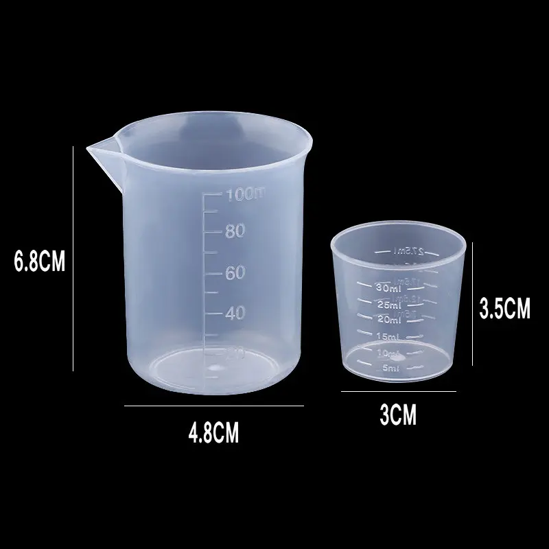 1 Set Graduated Measuring Cup Transparent Plastic Cup For DIY UV Epoxy Resin Jewelry Accessories Making Tools Without Handle