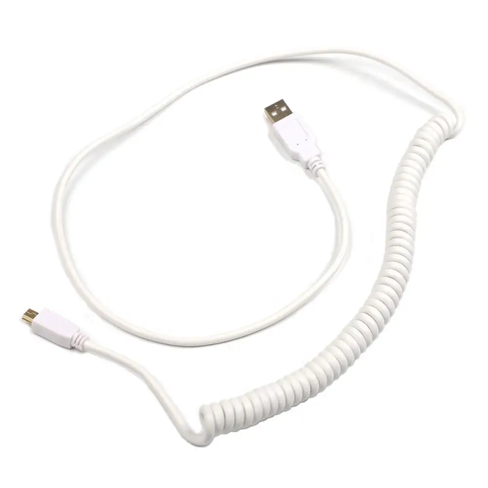 Black White Gray Type C Mini B Micro Connector Spring Cable Durable Data Line Coiled Cable For Keyboard Phone