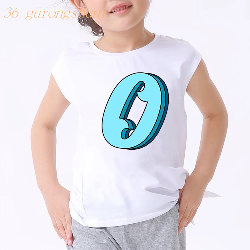 t shirt for girls clothes green Letter O P Q children tshirt girl-clothing blue R T graphic t shirts kids clothes boys T-shirts