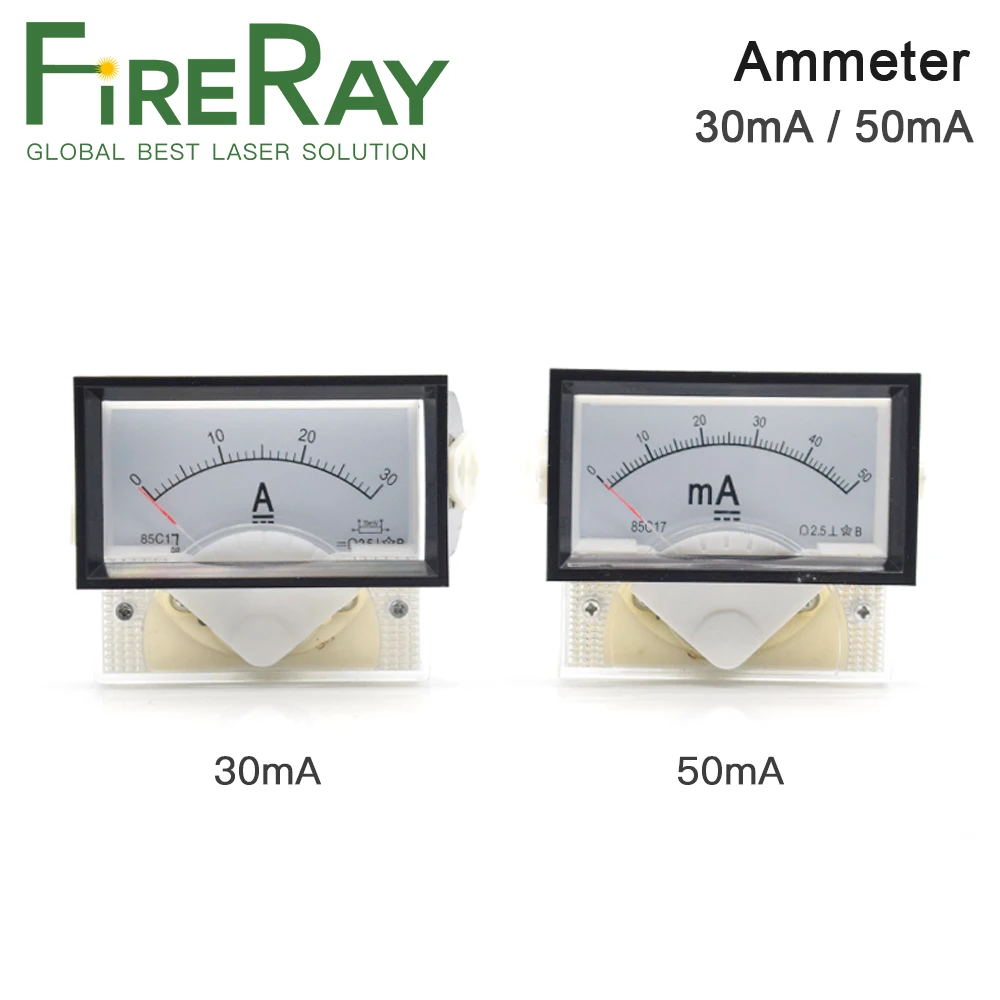 FireRay Ammeter 30mA 50mA 100mA 85C17 Meter Current for CO2 Laser Engraving and Cutting Machine