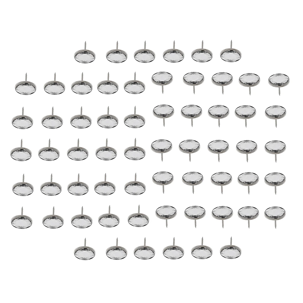 50 Pieces 20/22mm Crystal Upholstery Nails Tacks Studs Pins for Sofa Wall Decor Crafts Sofa Headboard Leather Beds