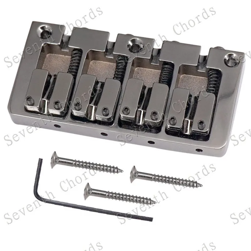A Set Of 4 Strings Bass Guitar Bridge Guitar Parts Black Silver Color Musical Instrument Accessories