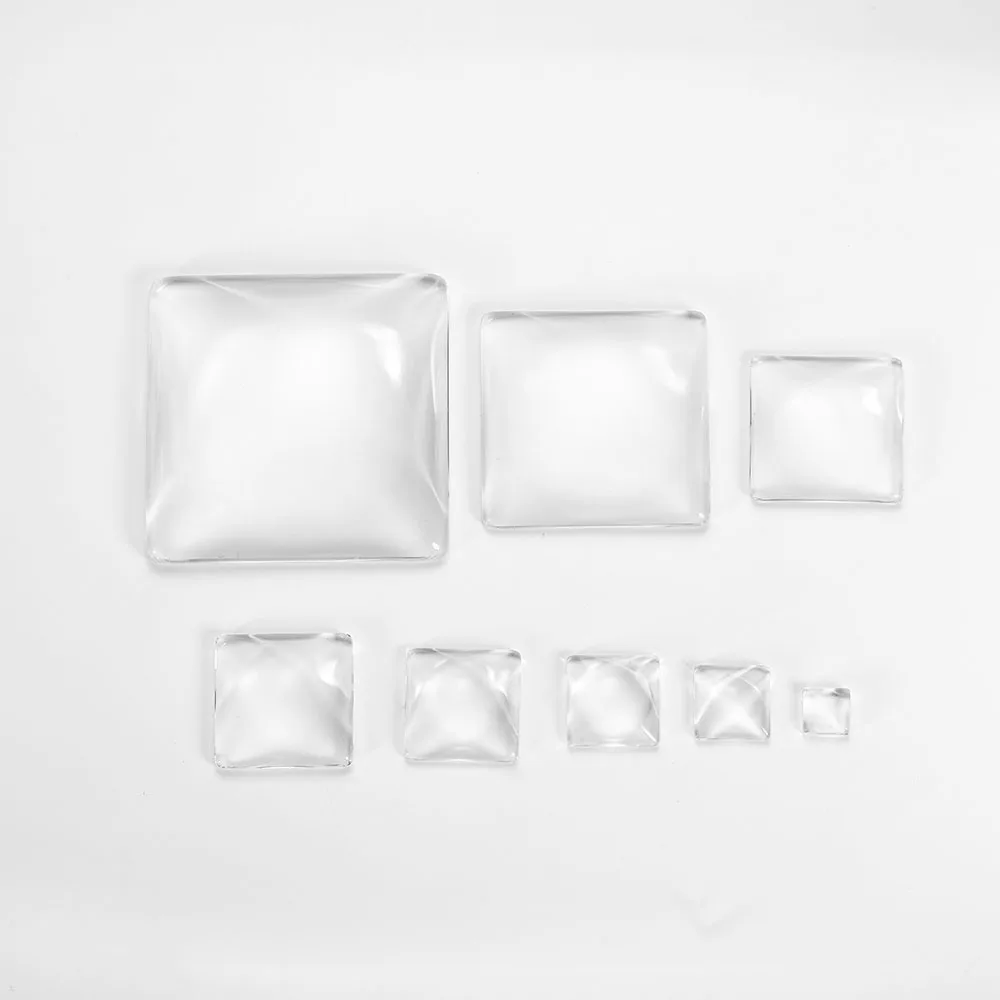 5-50pcs/lot Size 6-40mm Square Glass Cabochon CameoTransparent Clear Flat Back Crystal Cabochon For Jewelry Making Accessories