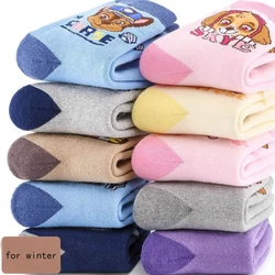 Chaussettes authentiques Paw Patrol pour enfants, 10 pièces = 5 paires, printemps, automne, coton, mignon, garçon, fille, enfants, cadeau d'anniversaire, jouet, haute qualité, 2024