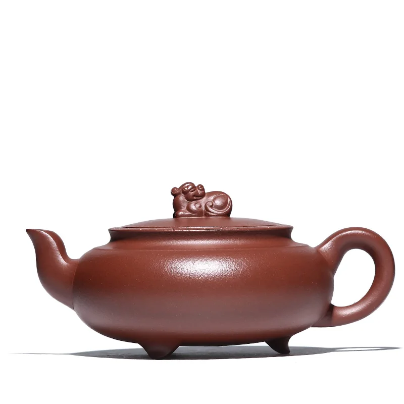 |True art yixing recommended pure manual teapot carved painting famous tea undressed ore bottom groove in three foot out