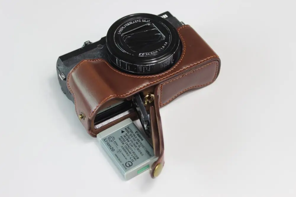 جراب جلد PU للكاميرا ، جراب واقٍ لكاميرا Canon G5X Mark II G5XII G5X2 G5XM2 G5X ، مع فتح البطارية السفلية