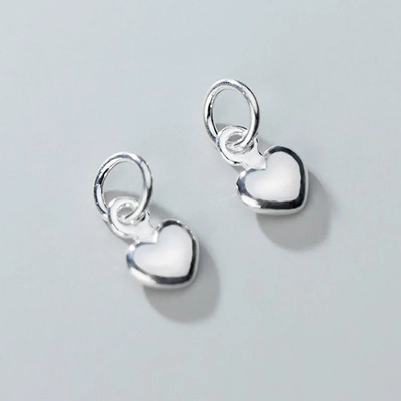 925 Sterling Silver Lovely Heart Dangle Charms Handmade Female Male Decoration Silver Pendants DIY Jewelry Making Birthday Gift