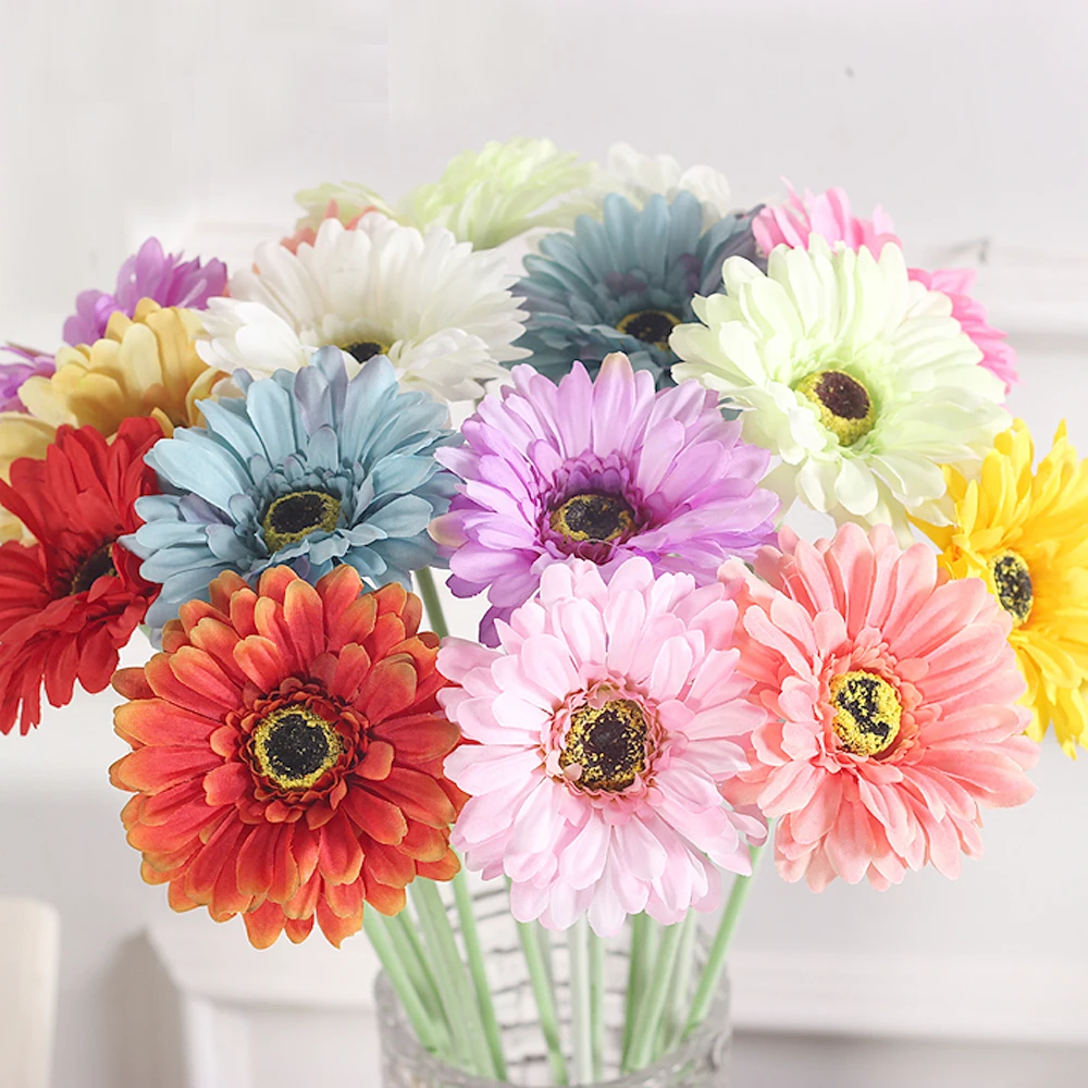 

6pcs colorful artificial Gerbera jamesonii flower bouquets&artificial Gerbera African daisy flower bouquets