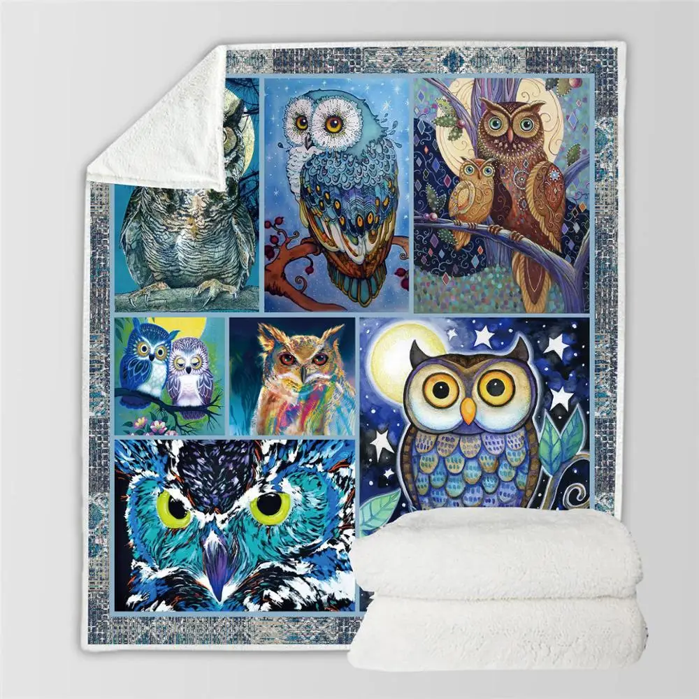 

Owl hand-drawn owl 3D Quilt Blanket For Kids Adults Bedding Throw Soft Warm Thin Office Blanket With Cotton Quilt style-1