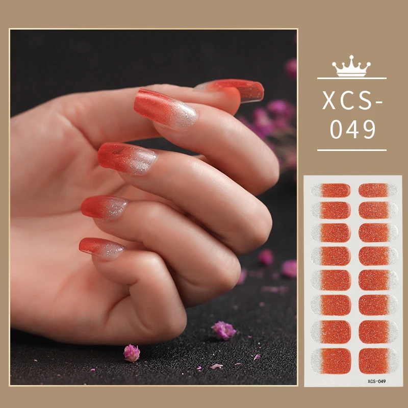 Orange Shiny Twinkle Full Beauty Dignified And Magnanimous Sticker For Nails Glitter Gradient Color Nail Stickers Last Update