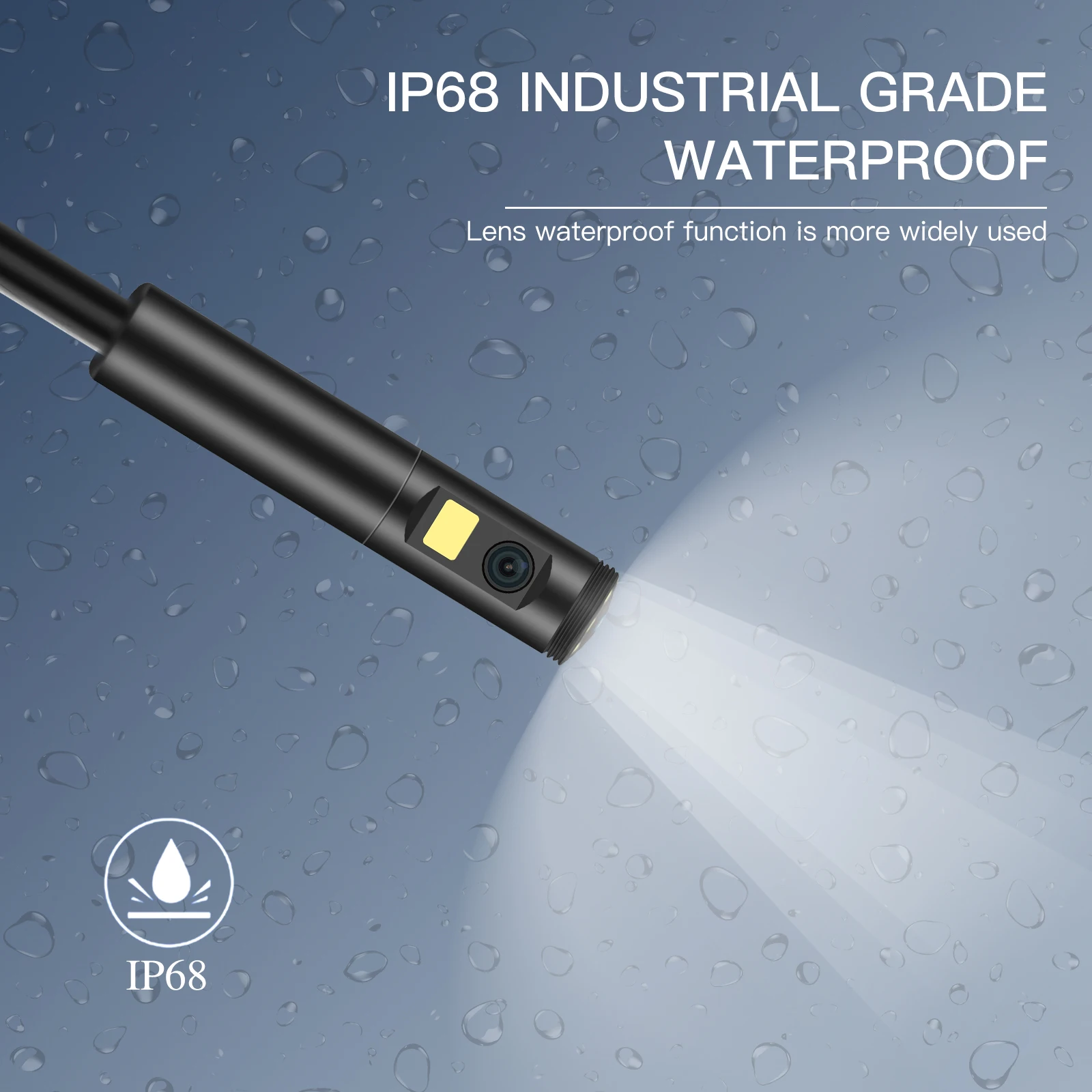 Câmera industrial do endoscópio do telefone móvel de 3in1 usb da dupla-lente ip689 impermeável 8mm/5.5mm1080p conduziu a luz linha macia e dura