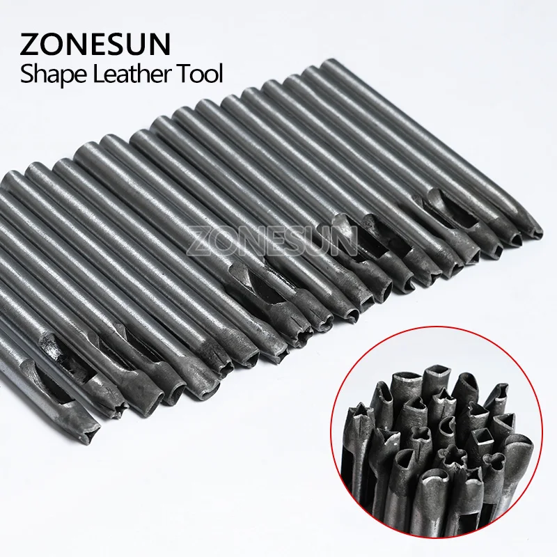 ZONESUN 20pcs One Pack DIY Leather Punch Tool Shaped Flower 20 Flowers Can Choose Petal Heart Wave Punch Tricks