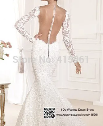 2019 Lace Long Sleeves Bridal Dresses Mermaid Backless Wedding Gowns vestido de noiva robe de mariee Marriage wedding dress