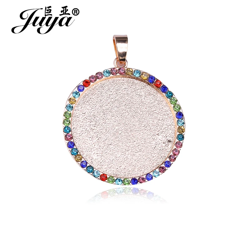 JUYA 5 teile/los 25/30mm Runde Cabochon Einstellung Diamant Handwerk Zubehör Anhänger Basis DIY Schmuck, Die Entdeckungen Für halskette – Detail 4