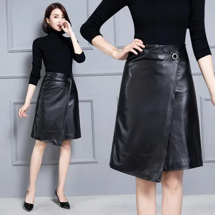 

Top brand New Fashion 2020 Genuine Sheep Real Leather Skirt K42 high quality