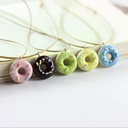 New Simple ceramic donut pendant collarbone chain necklace N305