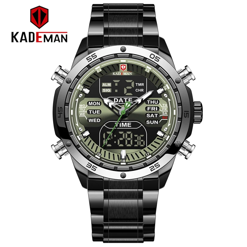 

Relogio Masculino KADEMAN Sport Waterproof Watches Men LED Analog Digital Watch Male Luminous Dual Display Luxury Quartz Watch