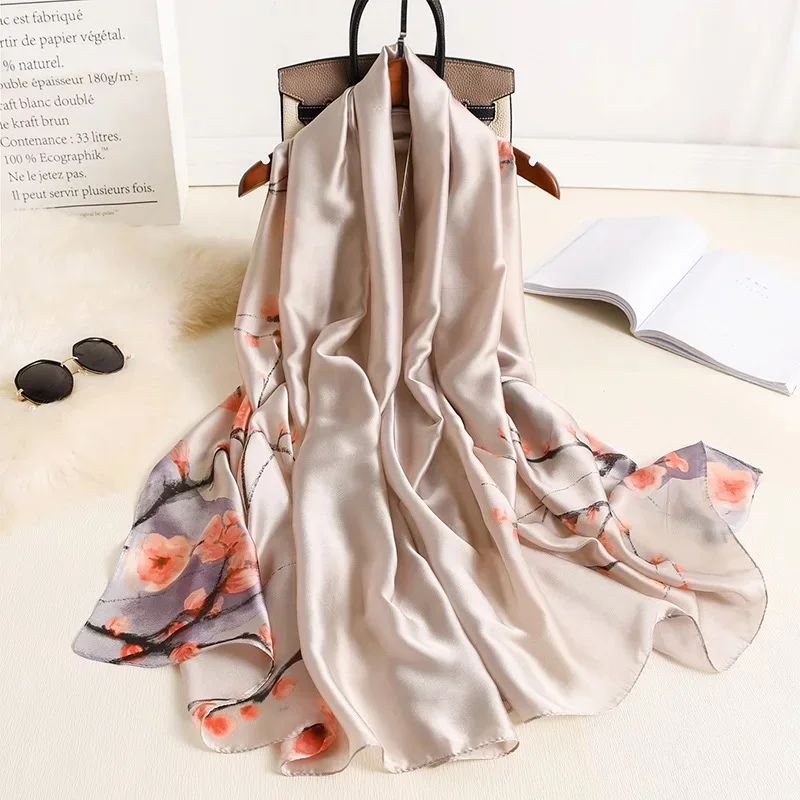 Luxury Brand 180*90cm Women Scarf Summer Silk Shawl Lady Wrap Soft Female Beach Bandanna Muffler Foulard Satin Fashion Girl