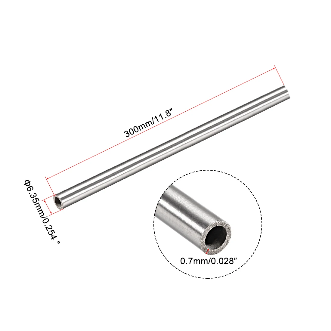 uxcell 4Pcs 304 Stainless Steel Capillary Tube Tubing 4.95mm ID 6.35mm OD 300mm Length 0.7mm Wall