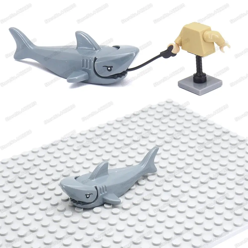 Deep Sea Building Block Mini Shark Assembly Replacement Parts For Moc Animal World Figures Friend Model Child Christmas Gift Toy