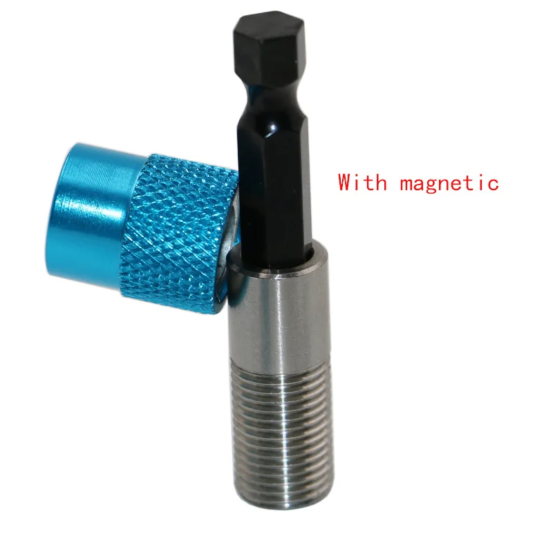 Azul 1/4 vástago hexagonal taladro eléctrico magnética Punta de destornillador de 60mm de acero inoxidable magnetismo límite ajustable barra de