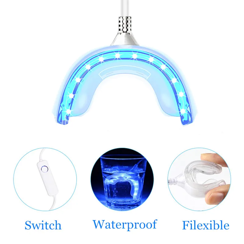 Smart Blue LED Light Timing Teeth Whitening Kit for Android IOS Cellphone With Mouthpiece Carbamide Peroxide Gel Bleaching