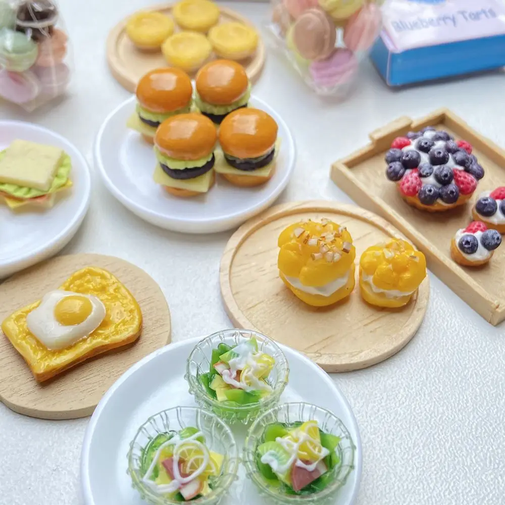 1:12 Miniature Hamburger Mini Fruit Salad Pretend Food for Blyth Barbies OB11 BJD Doll House Kitchen Play Toys Accessories