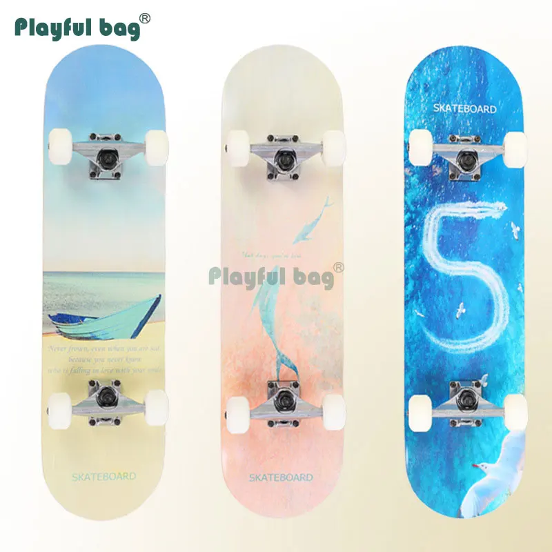 Playful Bag Durable beginner skateboard Maple Four wheel Skate Long board 79*20.5cm Skateboard Thermal Transfer Pattern AMA31