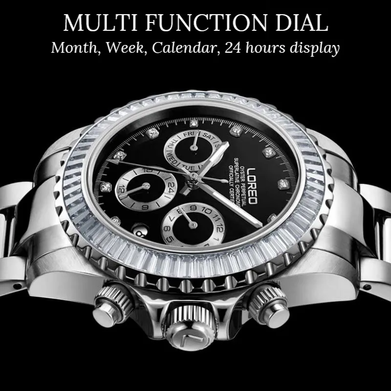 LOREO 200m Waterproof Diving Watches for Man High Quality Mechanical Wristwatches Sapphire Luminous Screw Crown Automatic Watch