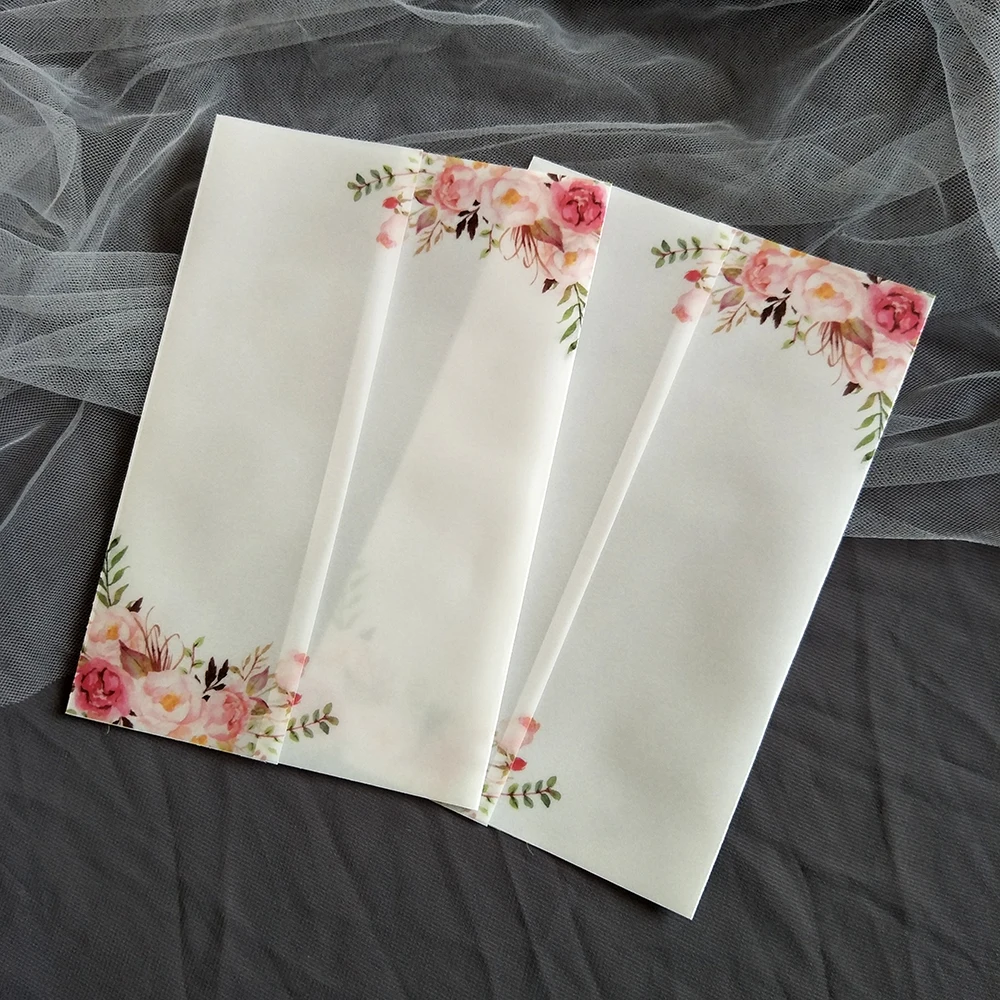 10X Boho Floral Vellum Wedding Invitations DIY Transparent Cards For Quinceanera Sweet 16 Birthday Party