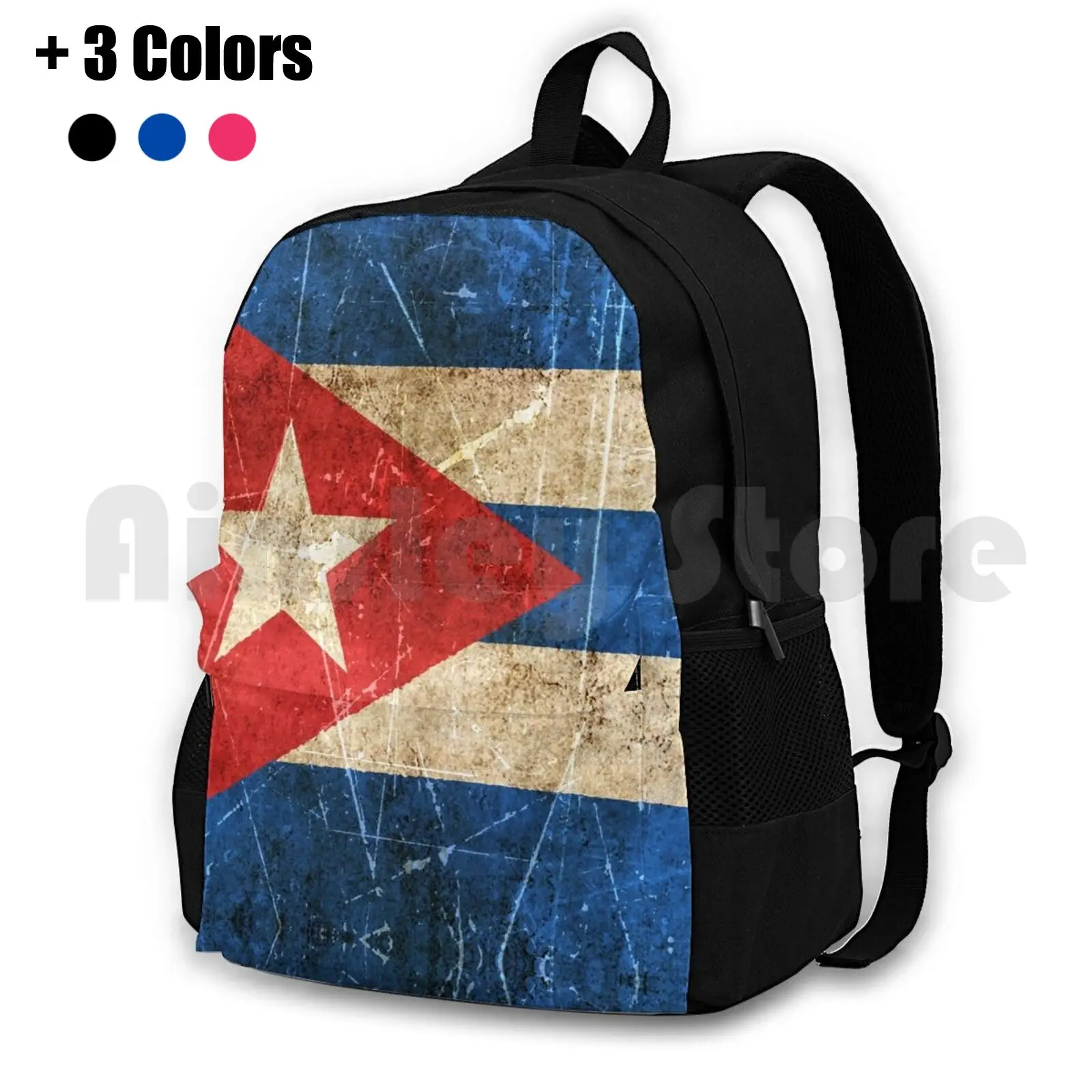 Vintage Aged And Scratched Cuban Flag Outdoor Hiking Backpack Waterproof Camping Travel Cuba Flag Of Cuba Cuban Cuban Flag